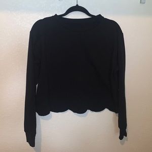 Black cropped scalloped sweater